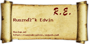 Rusznák Edvin névjegykártya